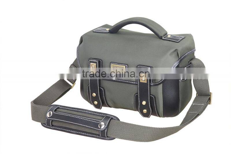 BinSing Polyester with Leather trim Dslr Camera M Shoulder bag