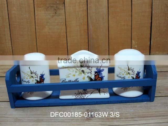 Round Kitchen Two-part Ceramic Serving Dish with Decal