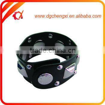 Cool Design Handmade Black Leather Bracelet