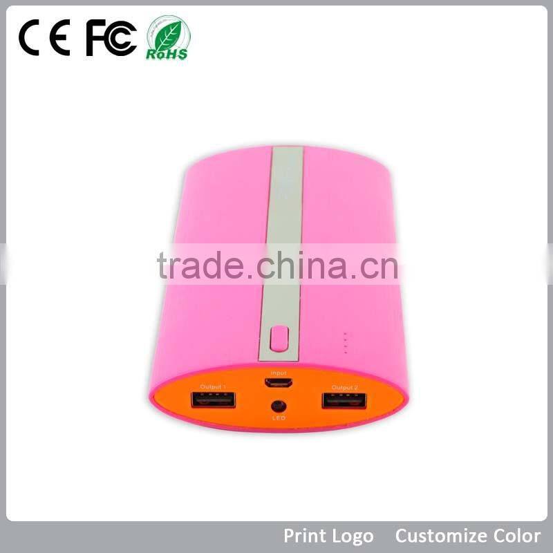 universal rubber printed coating high capacity 20000mAh power bank with 2 usb output