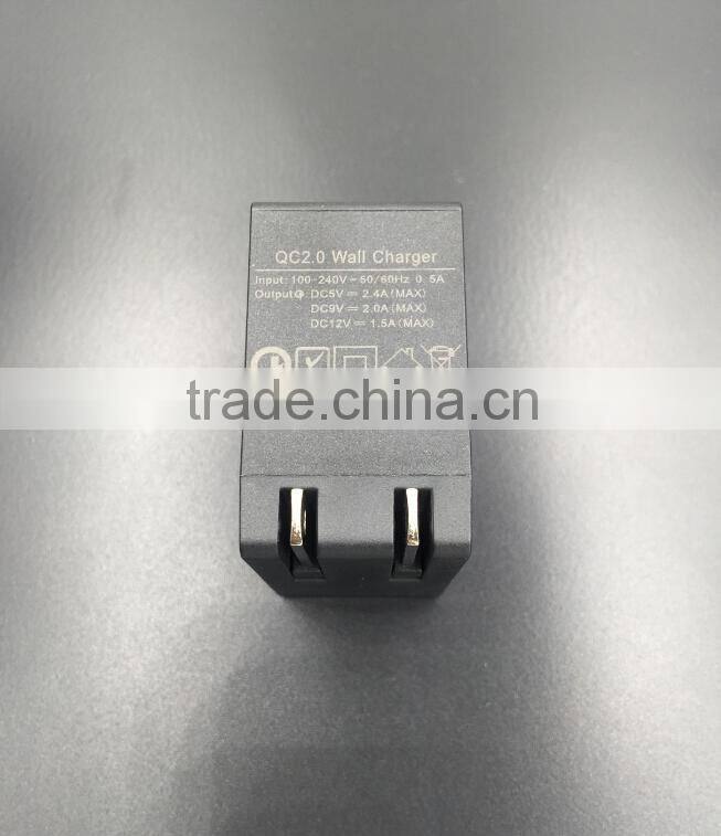 new products 2016 innovative qualcomm certified quick charge QC 3.0 wall Charger output 5V 2.4A,9V 2.0A,12V 1.5A