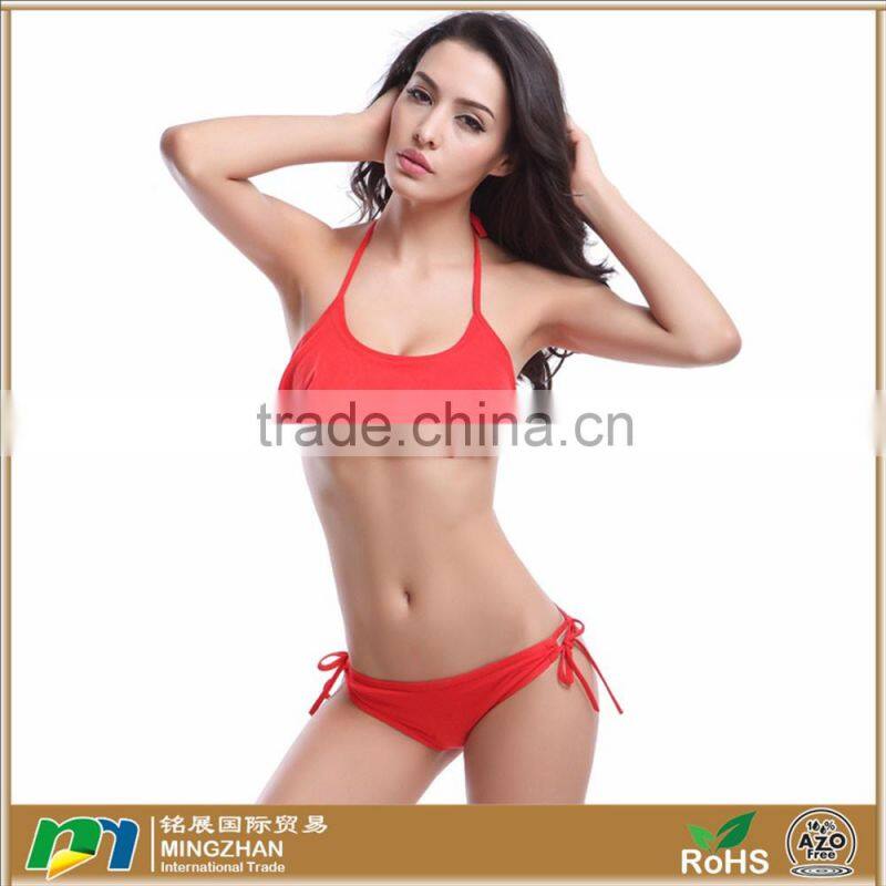 Women's Sexy Halter Ruffles Top Strings Bottom Bikini Sets Swimsuits