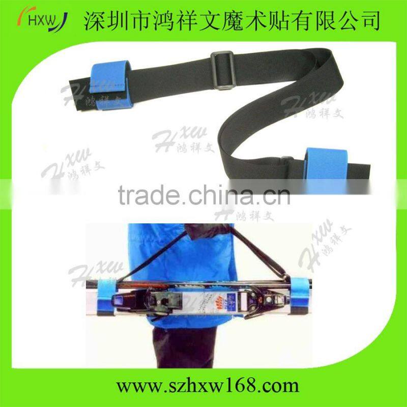 Black custme logo loop tape ski sleeves for cross country ski sports