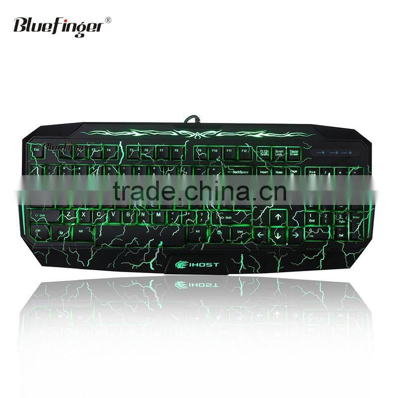 Custom professional USB computer game keyboard with green backlit