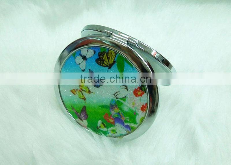 Custom butterfly sticker makeup mirror/professional makeup mirror with epoxy sticker