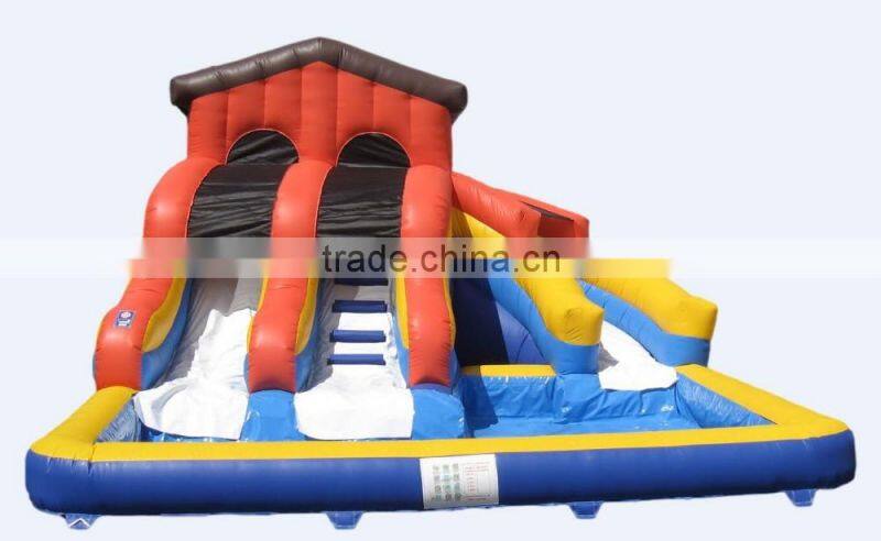7mWx5.5mDx4mH inflatable water slide with pool inflatable water park with twin double slides with pool