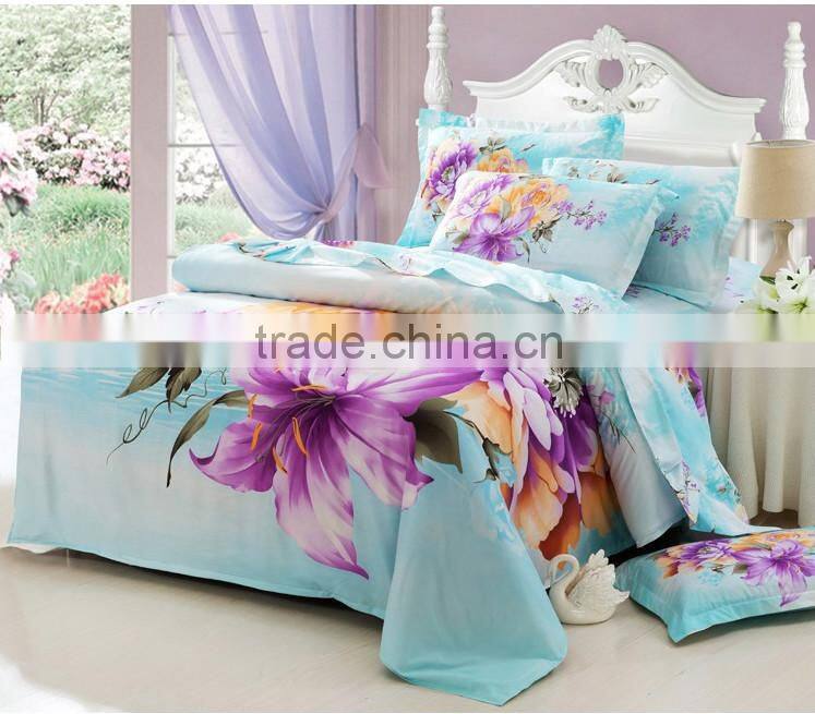 Popular Reactive printing 3d bedding set ,linen cotton queen king size/bedclothes duvet cover pillowcase rose coverlet