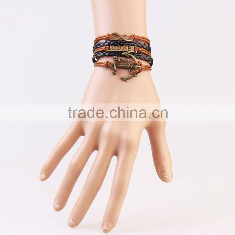 MYLOVE 5 colors in stock love bracelets & bangles braided leather jewelry MLBZ017