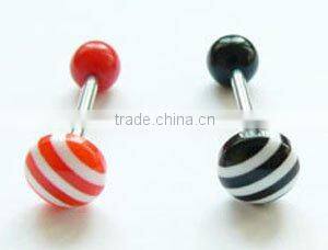 Stripe candy acrylic tongue rings body piercing jewelry