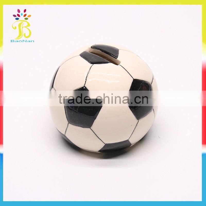 China factory custom football design ceramic coin bank globe
