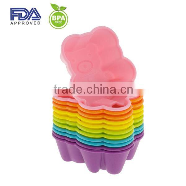 Easy Release And Flexible bear shape Silicone cupcake baking mold silicone baking cupcake