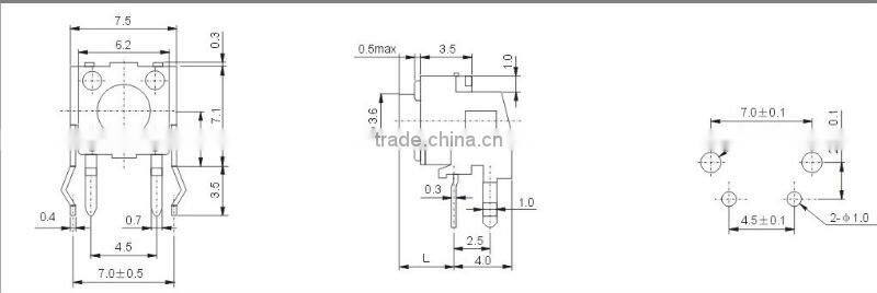 micro tactile switch TS-1102V-L,round head buttontact switch