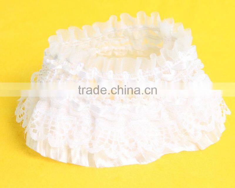 Fancy Dog Lace Pearls Collar Orange