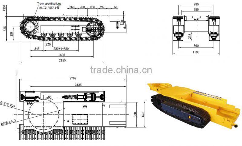 7 ton drill rig track undercarriage