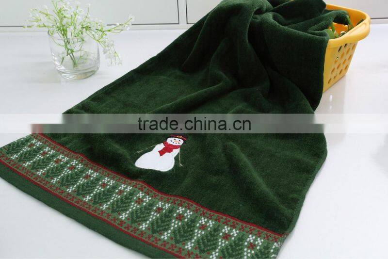 high quality cotton bath towel set with santa pattern