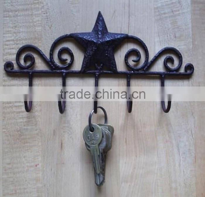 Wall mounted light duty solid metal key rack key hook