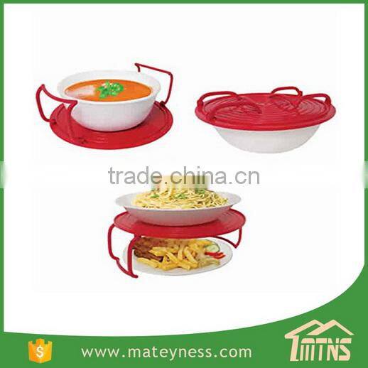 Plate Stacker Lid & Tray Multi-Tasking Kitchen 3 In1 Microwave Tray