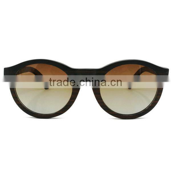 Unisex Multi Color Mirror Lenses Black Walnut Wood Sunglasses