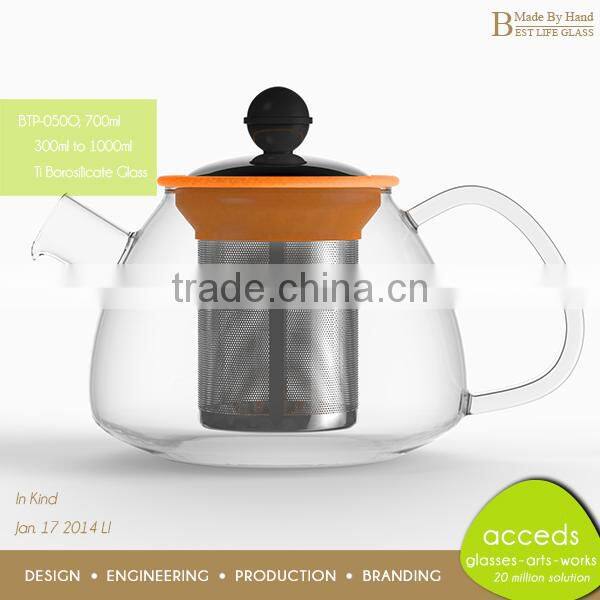 2014 Unique Design Teapot Transparent Coffee Pot Glass