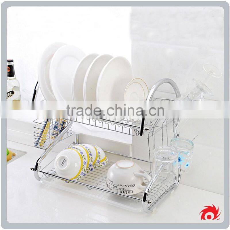 2 Tiers Cup Drying Holder Organizer Drainer Dryer Tray Cutlery Dishes rack
