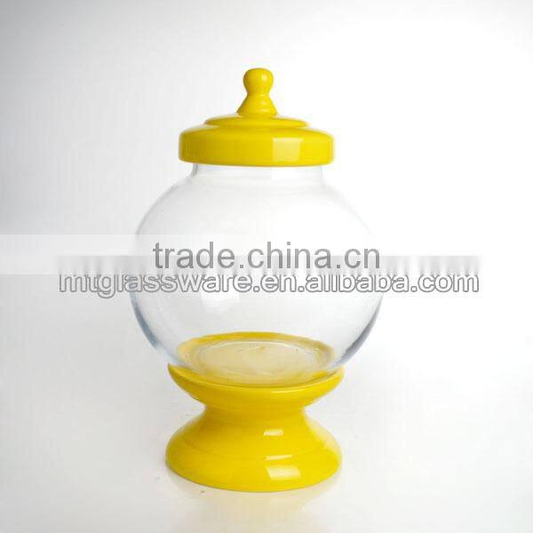 Fancy glass water and beverage dispenser with ceramic lid and stand