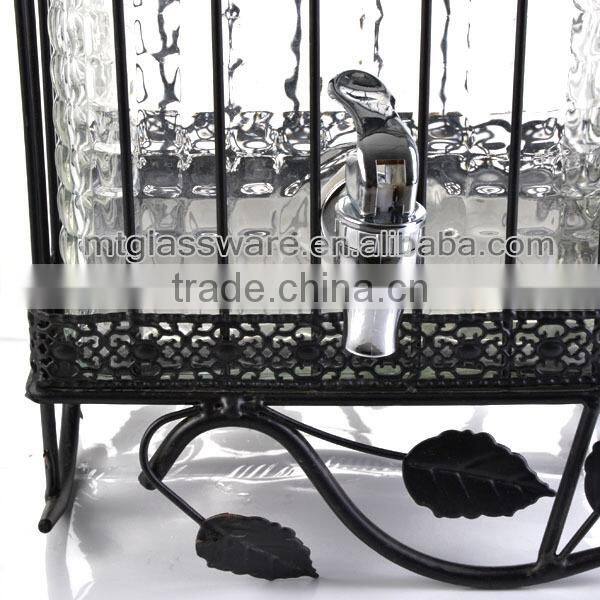 2015 FDA personalized beverge dispenser with metal stand cage, juice jar