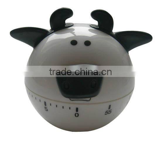 Plastic cow shape desk kitchen timer/mechanical timer