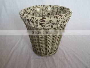 Linshu hand woven willow wicer wood storage brown laundry basket