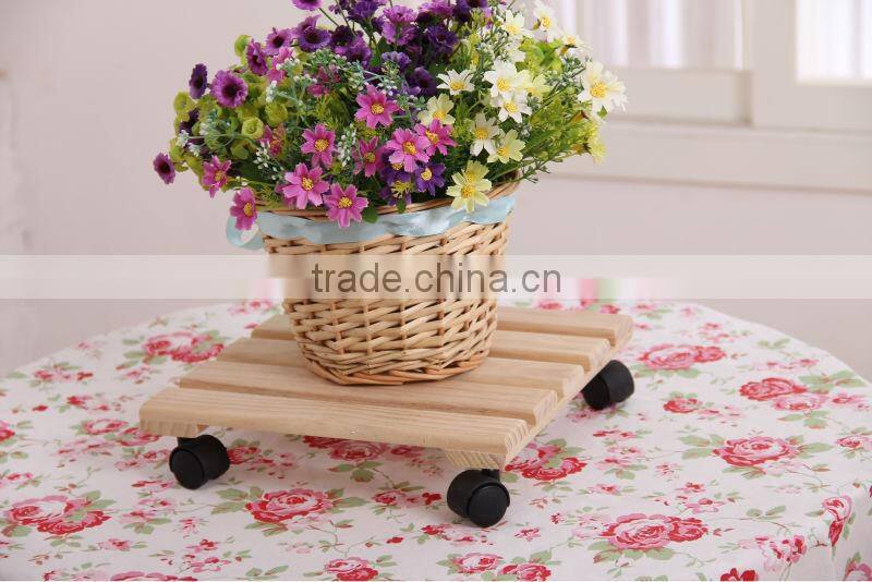 Solid wood with wheels flower-stand