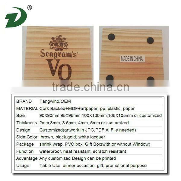 Factory wholesale wooden cup mat drink coaster beer mat wood mat wood bench