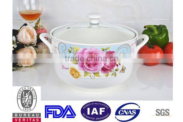8" ceramic cookware pot safe for microwave with glass lid