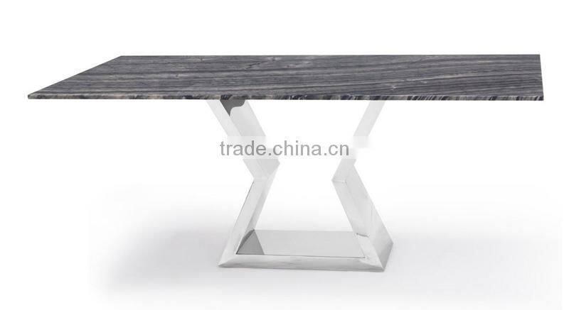 Modern Dining Table with Marble Top and Chrome Base