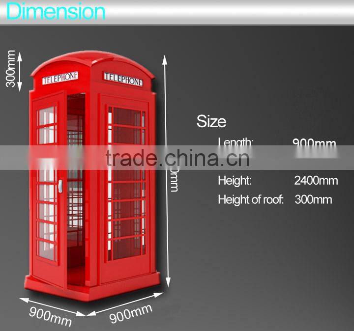 Blue antique telphone booth with telephone sign