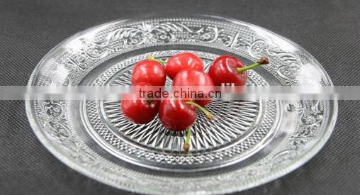 gold color glass plate set with apple bowl