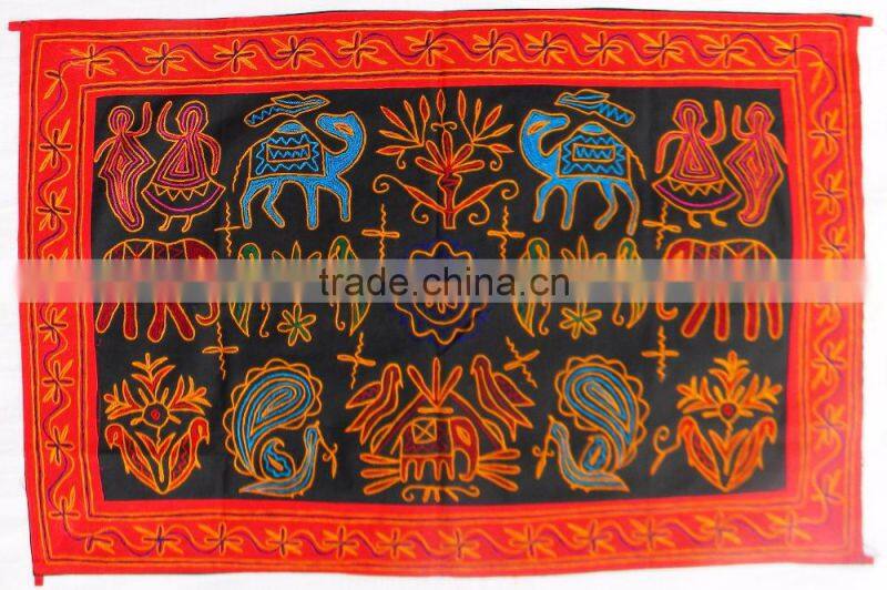 Home Decorative Indian Ethnic Embroidery Work Mirror work Cotton Wall Hanging Tapestry