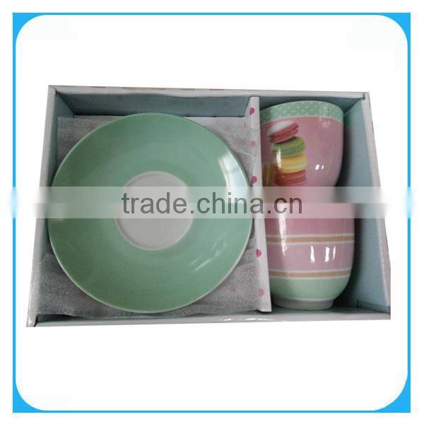 porcelain espresso cup & saucer with metal stand