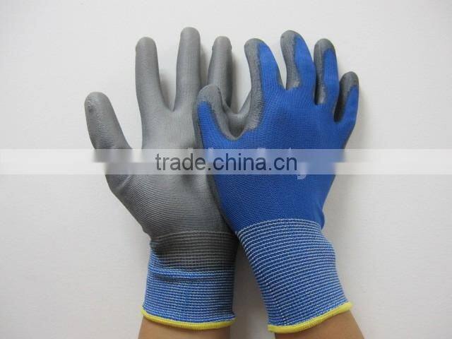 Nylon Polysterliner Gloves With PU Coated On Plam