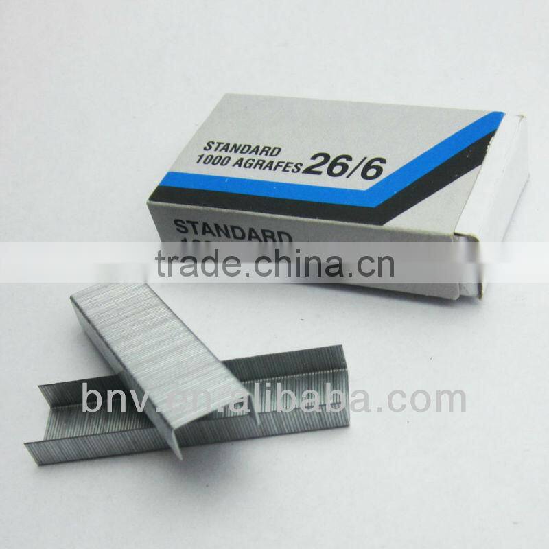 Quality silver color galvanized office standard staple pin 26/6