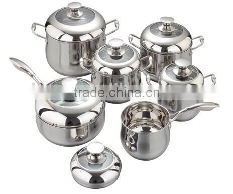 12pcs High quality with combined lid Stainless steel cookware pots set