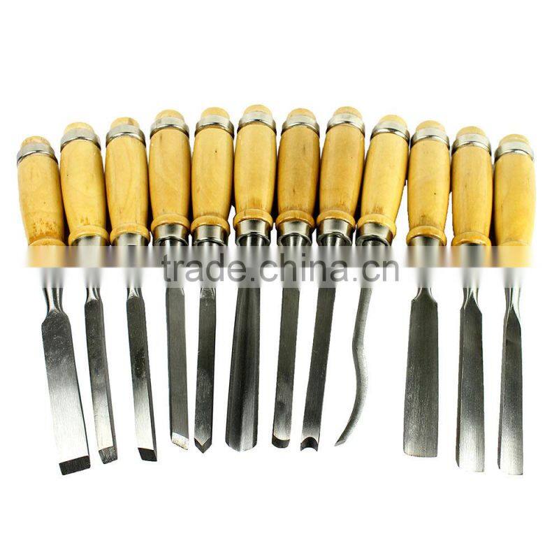 12 Piece wood carving hand chisel tool set professional woodworking gouges steel