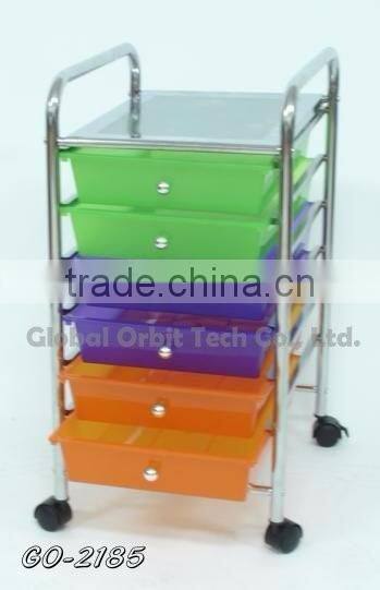 Rolling storage rack removable plastic drawer trolley salon organizer trolley