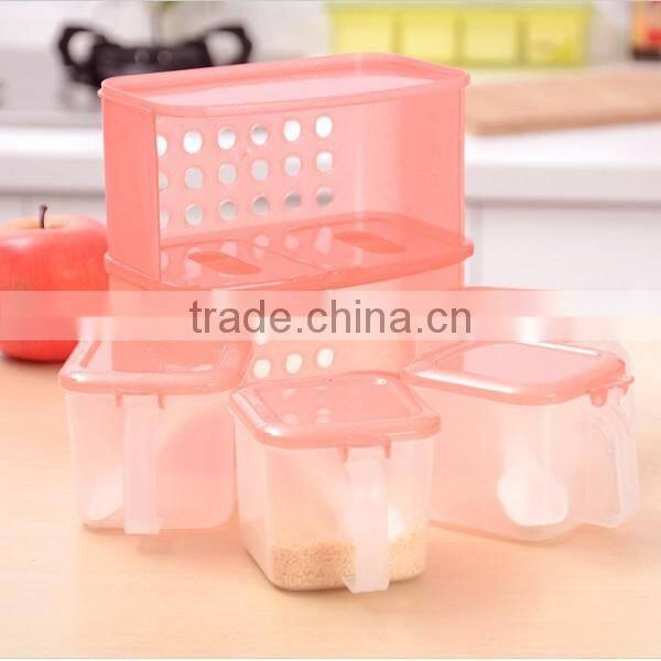 Custom 2 Layer 4 box Plastic Seasoning Storage Box Condiment Storage Case Supplier In ShenZhen