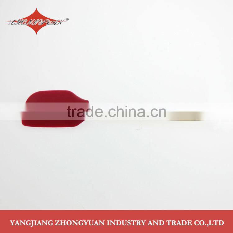 Flexible small silicone spatula and scraper with wood handle