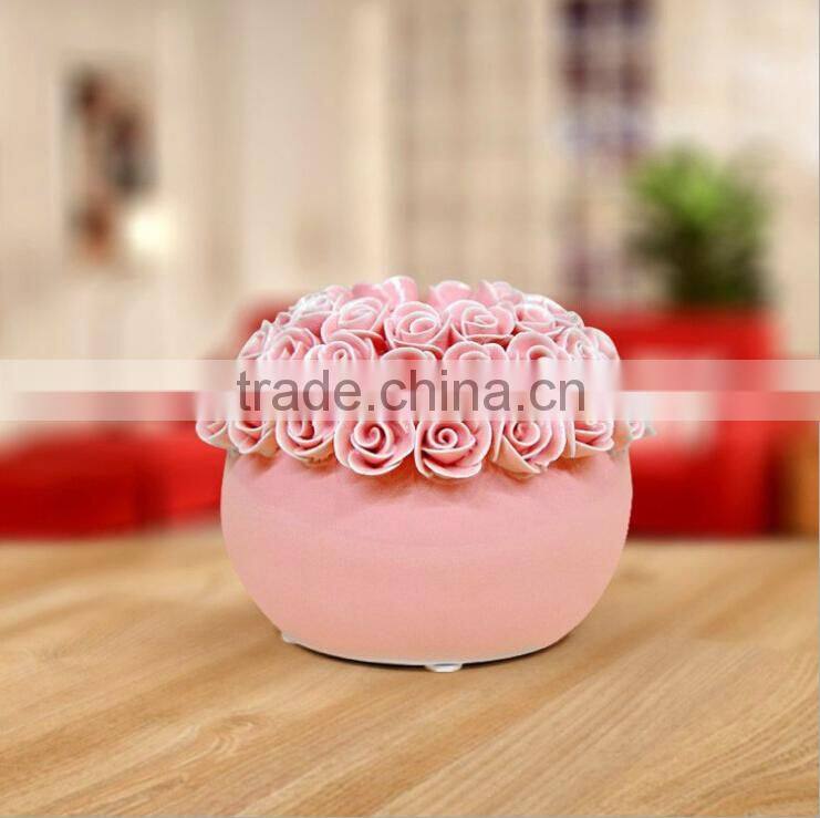 Garden Rose ceramic handicraft candle holders home decoration ceramic candle wholesale