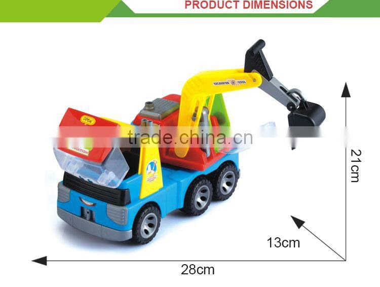 Most popular cartoon plastic friction inertia mini toy excavator