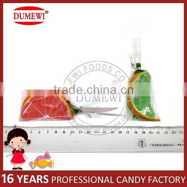 Handmade Orange Shape Fruity Gummy Lollipop Jelly Candy