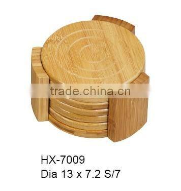 Bamboo Coaster Set with a Natural Finish, Each Measures 4x4" & Prevents Condensation