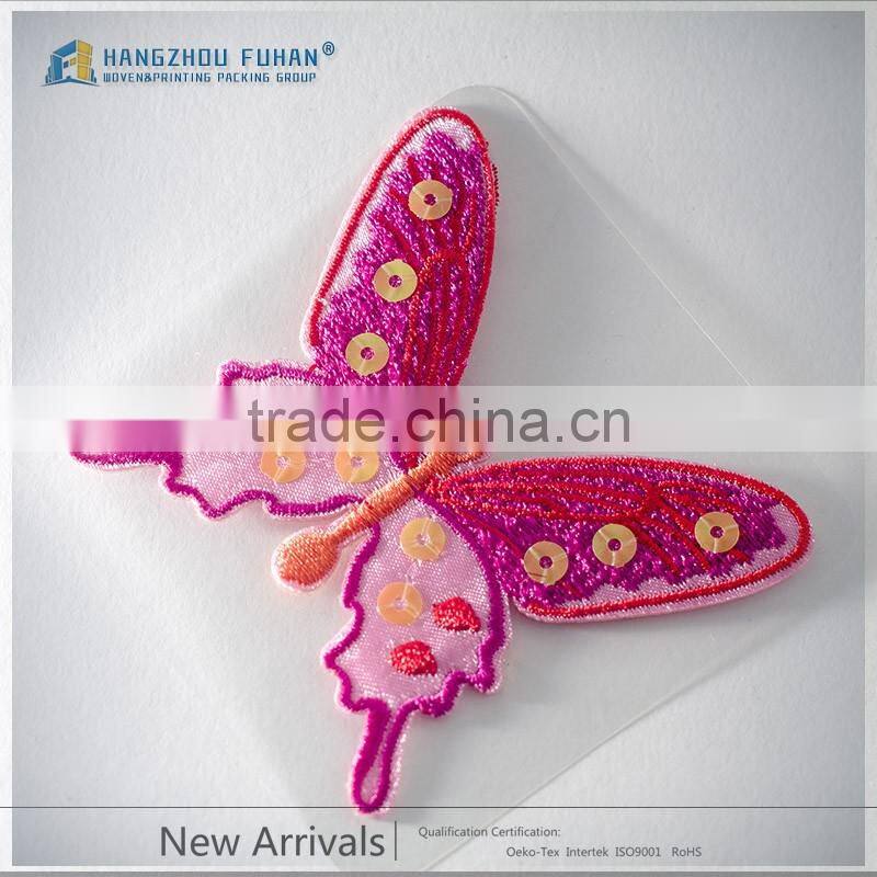 Custom Garment Butterfly Sequin Embroidery Badges
