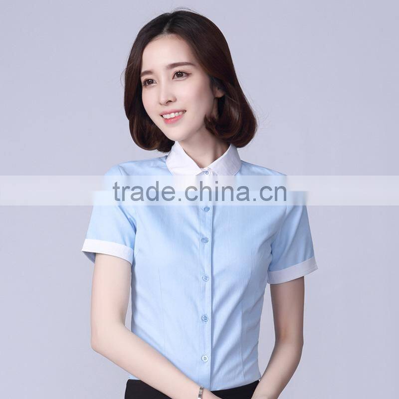 2017 Wholesale Short Sleeve Ladies Office Formal Shirt Design