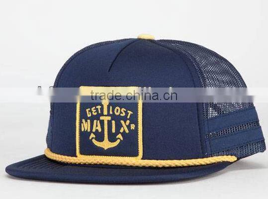 Custom 5 panel Mesh Trucker Hat/Embroidery Patch Trucker Cap/Flat Brim Hat